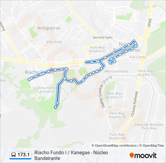 173.1 bus Line Map