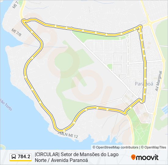 Mapa da linha 784.2 de ônibus