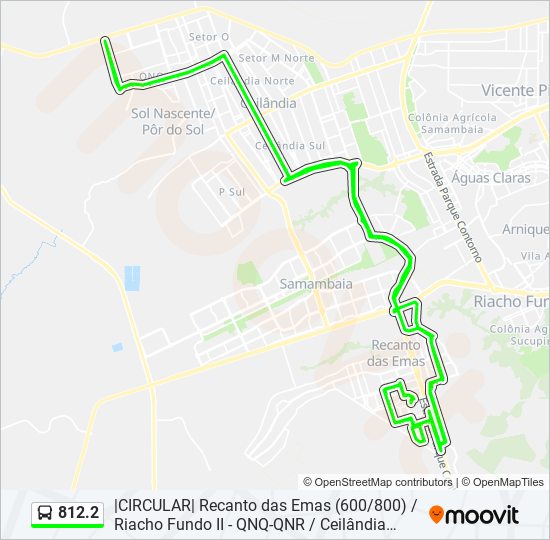 Mapa da linha 812.2 de ônibus