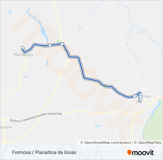 Mapa da linha SEMIURBANO de ônibus