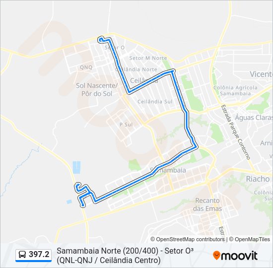 Mapa da linha 397.2 de ônibus