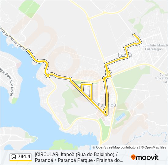 Mapa da linha 784.4 de ônibus