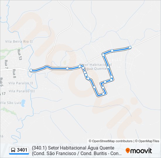 Mapa de 3401 de autobús