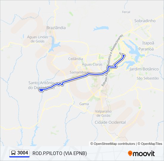 Mapa da linha 3004 de ônibus