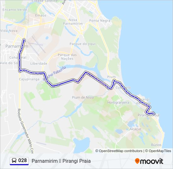 Mapa da linha 028 de ônibus