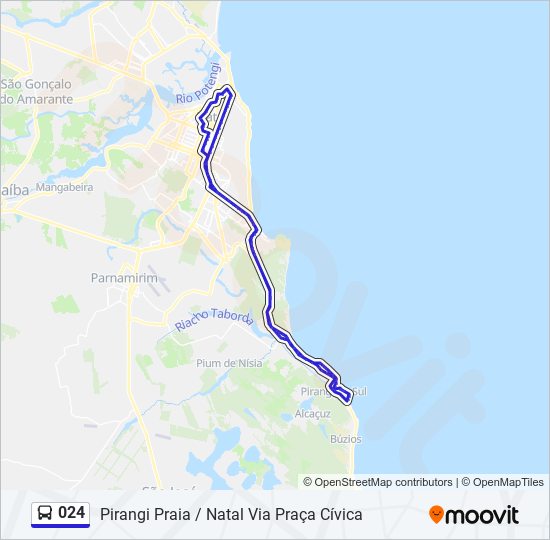 Mapa da linha 024 de ônibus