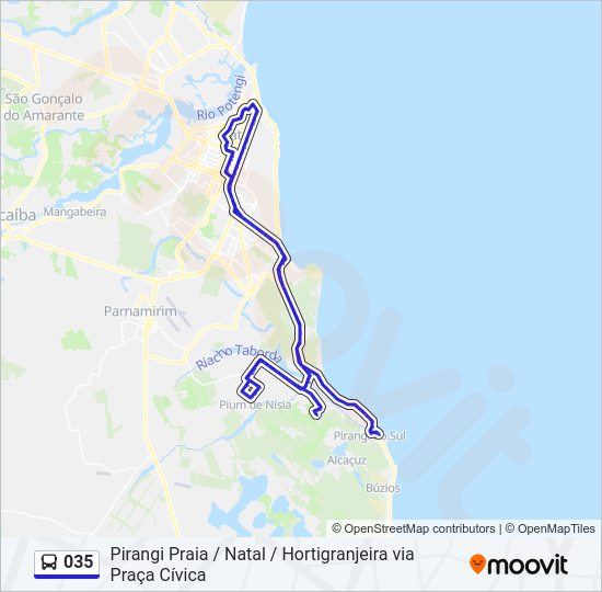 Mapa da linha 035 de ônibus
