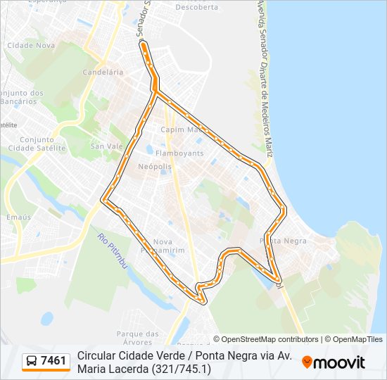 Mapa da linha 7461 de ônibus