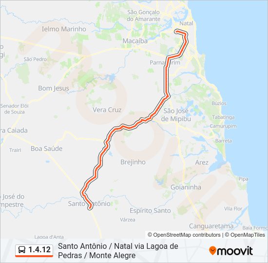 Mapa da linha 1.4.12 de ônibus