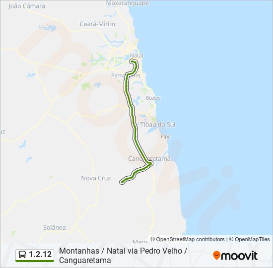 Rota da linha 1212: horários, paradas e mapas - Montanhas ➞ Natal Via  Canguaretama (Atualizado)
