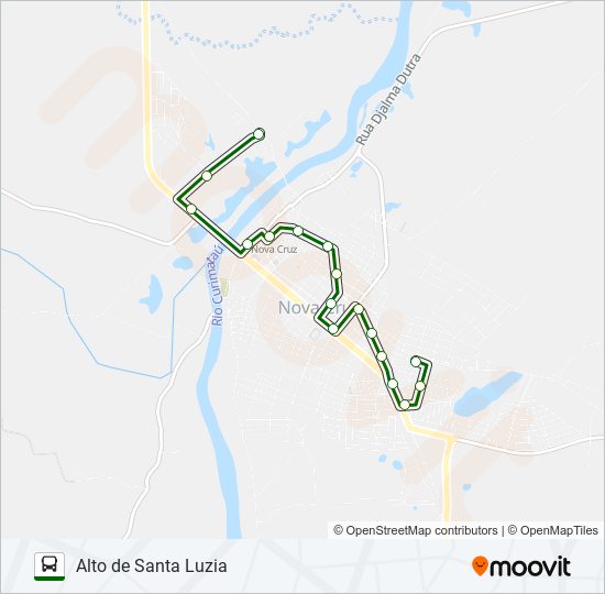 Mapa da linha INTERBAIRROS NOVA CRUZ de ônibus