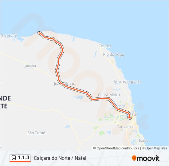 Mapa da linha 1.1.3 de ônibus