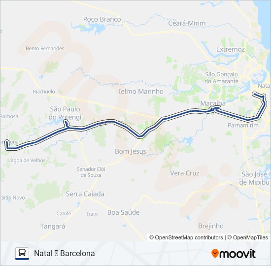 Rota da linha 100141: horários, paradas e mapas - Natal ➞ Barcelona  (Atualizado)