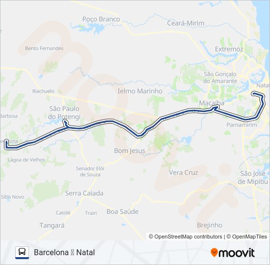 Mapa da linha 100-141 de ônibus