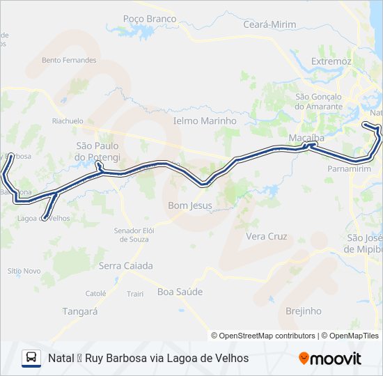 Mapa da linha 100-141 de ônibus