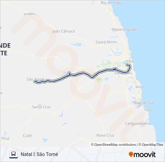 Mapa da linha 100-142 de ônibus