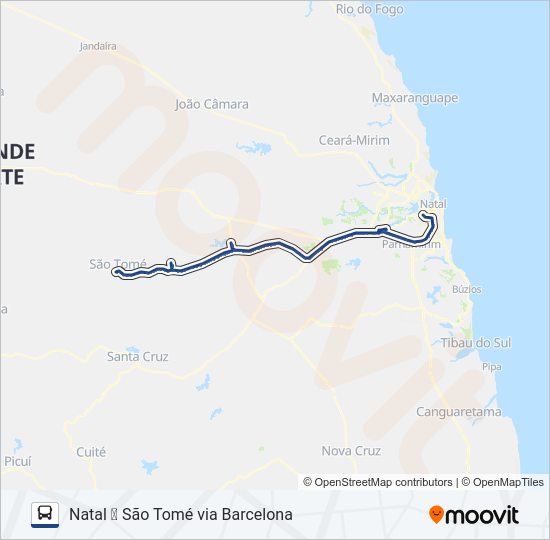 Mapa da linha 100-142 de ônibus