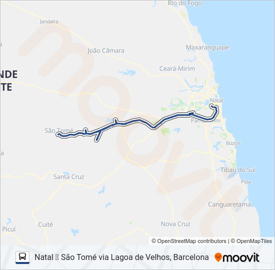 Mapa da linha 100-142 de ônibus