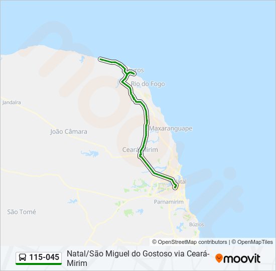 Rota da linha 115045: horários, paradas e mapas - Natal ➞ São Miguel Do  Gostoso Via Ceará-Mirim (Atualizado)