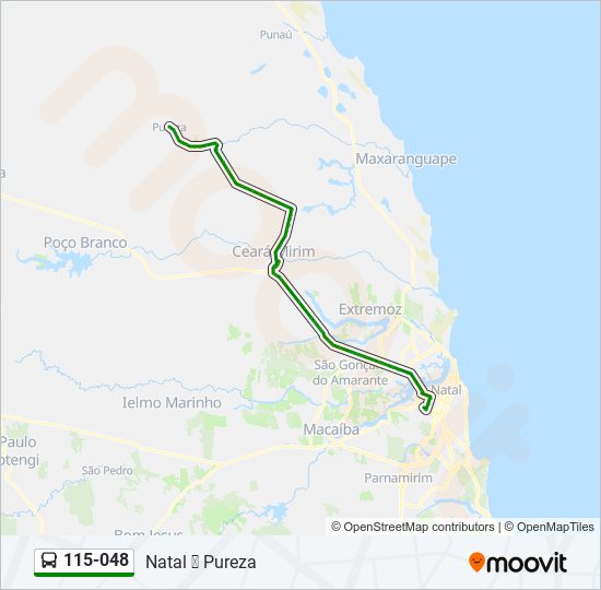 Mapa da linha 115-048 de ônibus