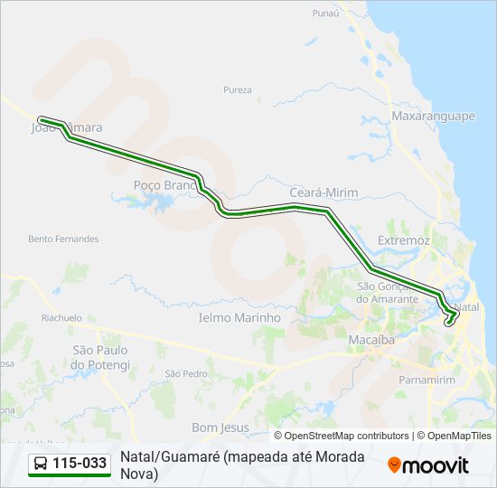 Mapa da linha 115-033 de ônibus