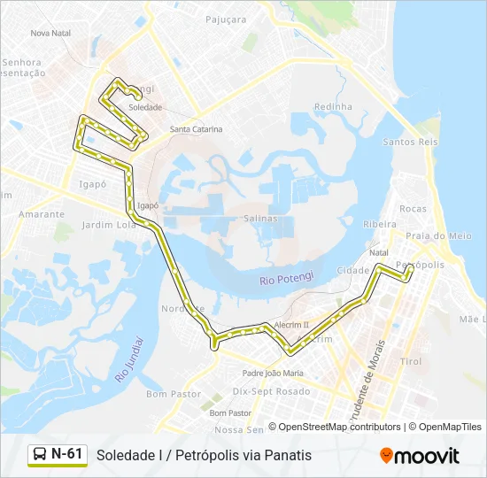 N-61 Bus Line Map