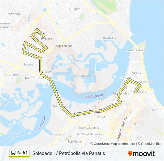 N-61 Bus Line Map