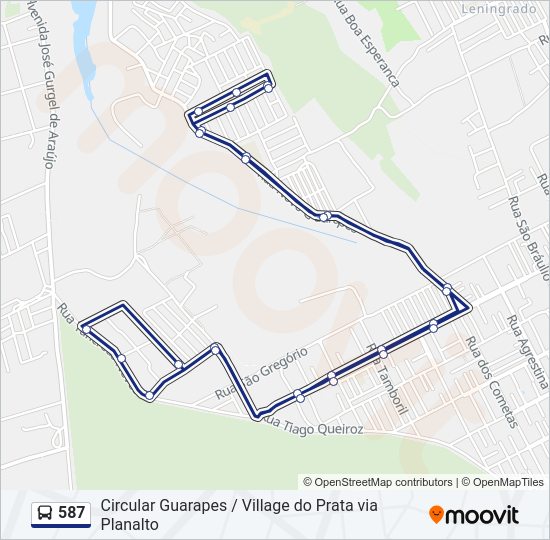Mapa da linha 587 de ônibus