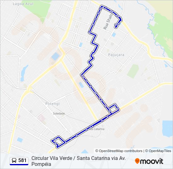 Mapa da linha 581 de ônibus