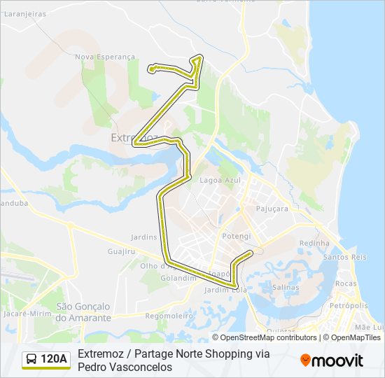 Mapa da linha 120A de ônibus