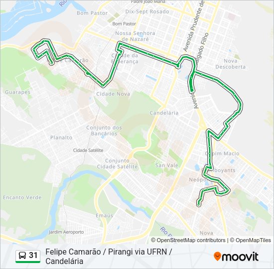 Mapa da linha 31 de ônibus