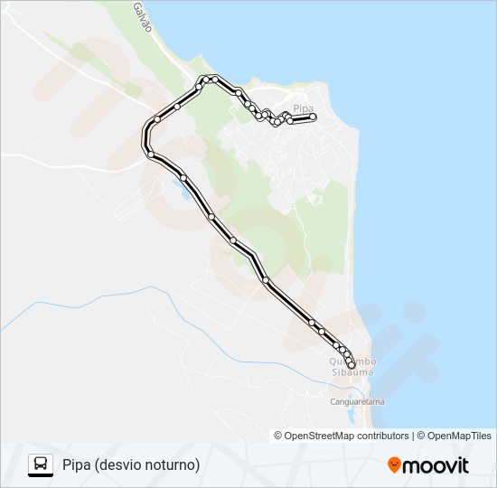 Mapa da linha VAN PIPA/SIBAÚMA de ônibus