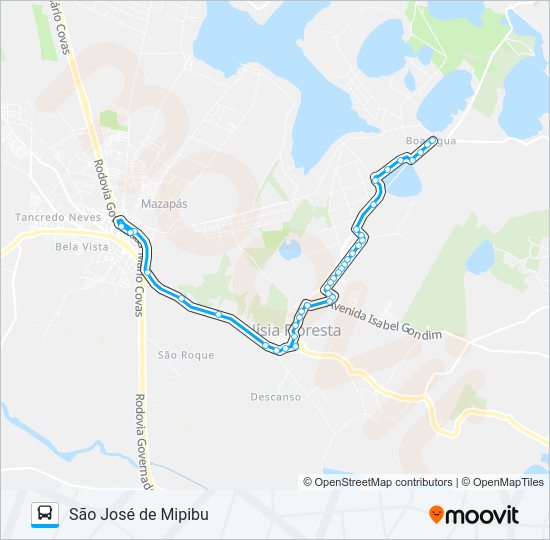 Mapa da linha BOÁGUA/SÃO JOSÉ VIA ALTO MONTE HERMÍNIO de ônibus