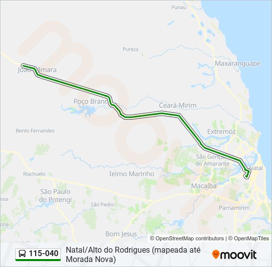 Mapa da linha 115-040 de ônibus