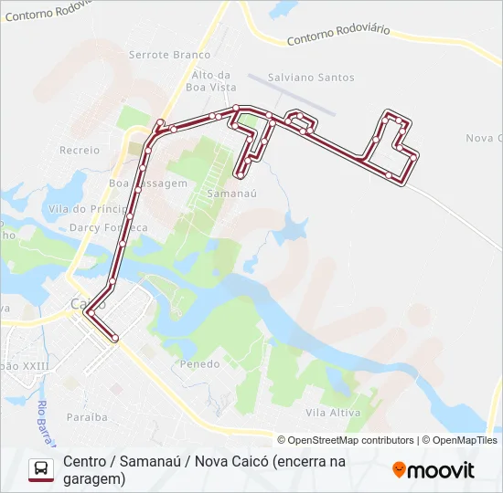 CENTRO/SAMANAÚ/NOVA CAICÓ Bus Line Map