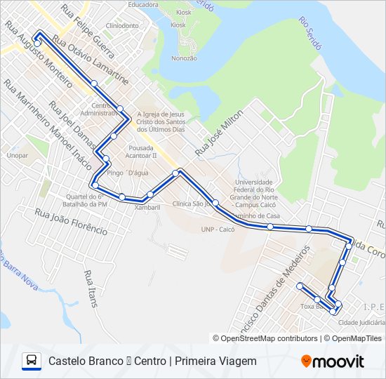 Mapa da linha CENTRO/NOVA DESCOBERTA/BAIRRO PARAÍBA de ônibus