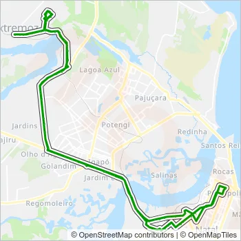 Rota da linha OPCIONAL: horários, paradas e mapas - Extremoz