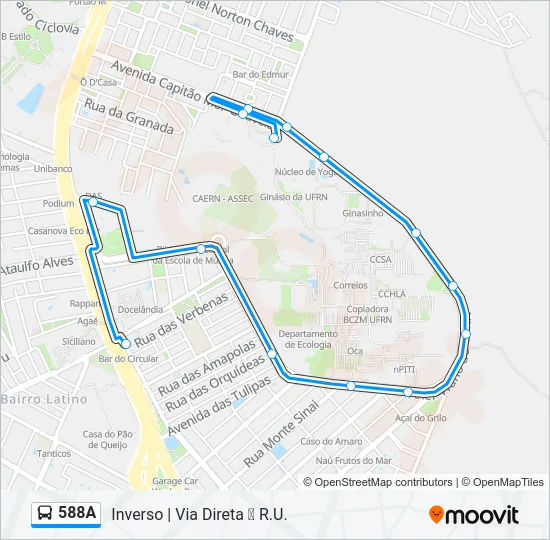 588A Bus Line Map