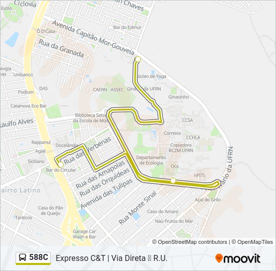 Mapa da linha 588C de ônibus