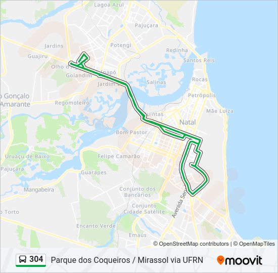 Mapa de 304 de autobús