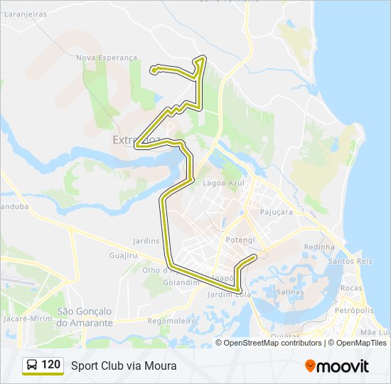 Mapa da linha 120 de ônibus