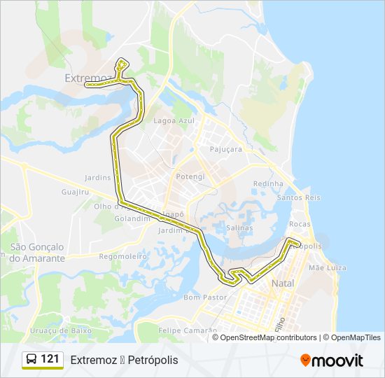 Mapa da linha 121 de ônibus