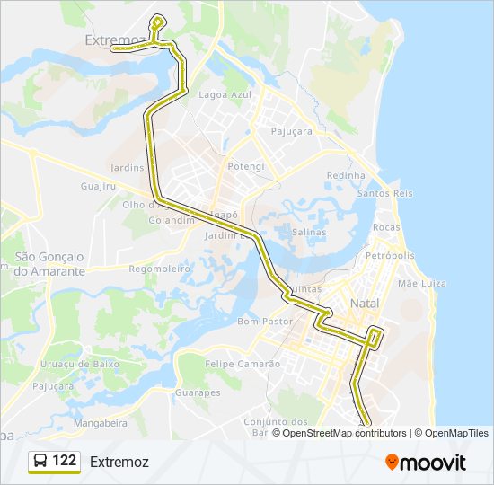 Mapa da linha 122 de ônibus