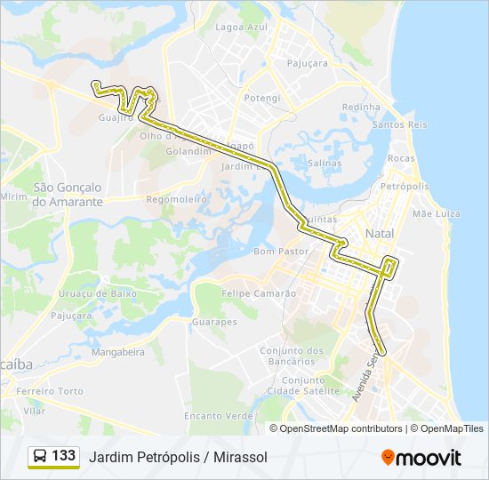 Mapa de 133 de autobús