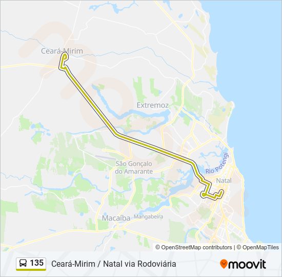 Mapa da linha 135 de ônibus