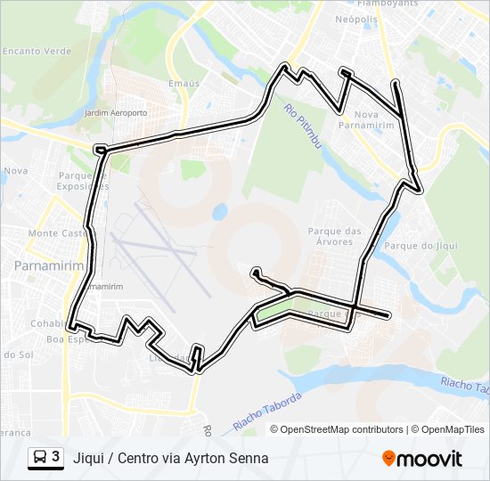 Mapa da linha 3 de ônibus