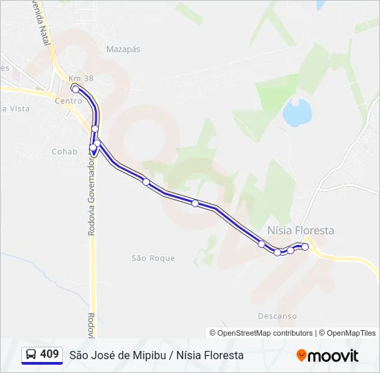 409 Bus Line Map