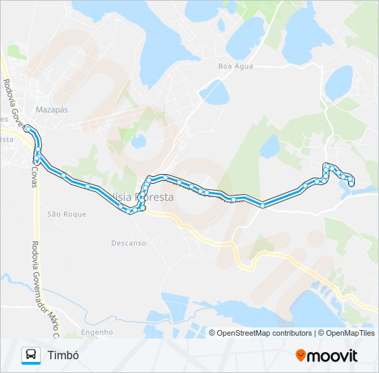 Mapa da linha TIMBÓ/SÃO JOSÉ VIA CONJUNTOS de ônibus
