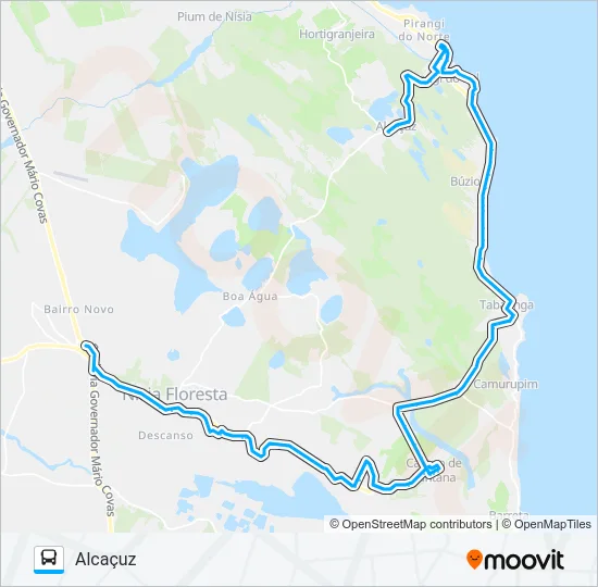 ALCAÇUZ/SÃO JOSÉ VIA TABATINGA Bus Line Map