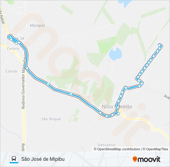 Mapa da linha CARNAÚBA/SÃO JOSÉ VIA ALTO MONTE HERMÍNIO de ônibus